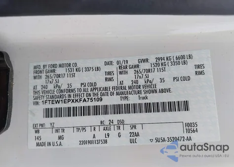 2019 Ford F-150 Xlt from USA, damaged, VIN 1FTEW1EPXKFA75109